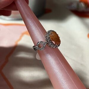 Elegant Peach Ice Crystal Ring
